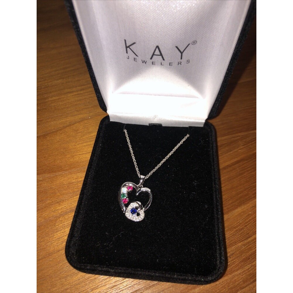 Kay Jewelers Sterling Silver  Semi Precious Stone Heart Shaped Pendant 18" Chain